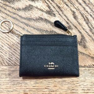 Coach Black Leather Key Holder with Gold Accents